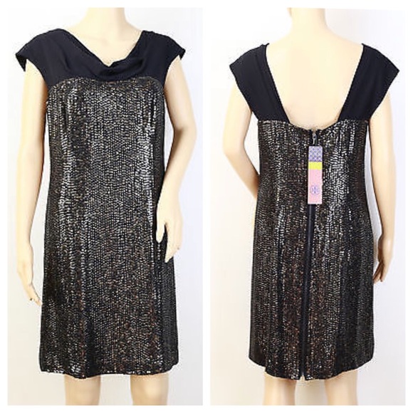 Tory Burch Dresses & Skirts - TORY BURCH Black Gold Sequin Party Dress NWT